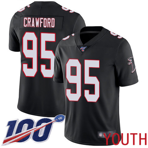 Atlanta Falcons Limited Black Youth Jack Crawford Alternate Jersey NFL Football #95 100th Season Vapor Untouchable->youth nfl jersey->Youth Jersey